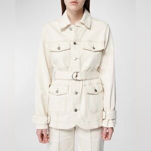 SIMKHAI Leora Belted Cargo Ivory Denim Jacket Size XS